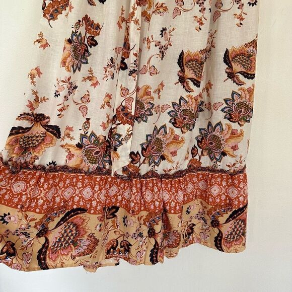 Rachel Rachel Roy Women’s Linen Blend Fall Floral Crop Blouse Midi Belted Skirt - Picture 10 of 13